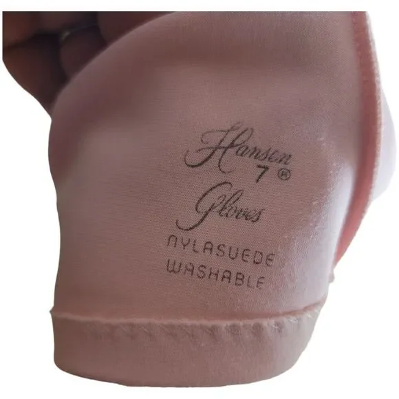 Vintage Hansen Nylasuede Light Pink Women's Gloves Size 7 - Picture 5 of 5
